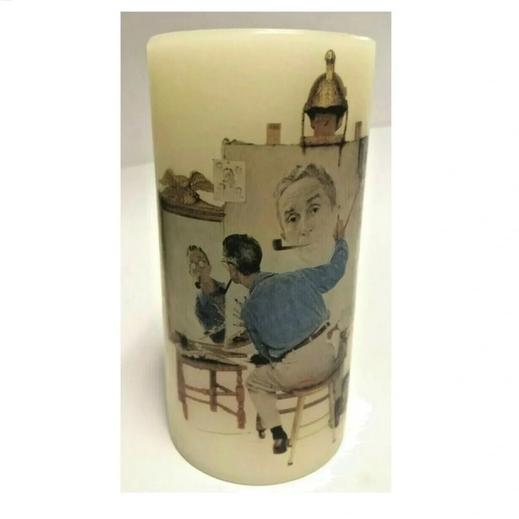 NWT 2pc Norman Rockwell the Saturday Evening Post Flameless Pillar Candles Set - Picture 4 of 6